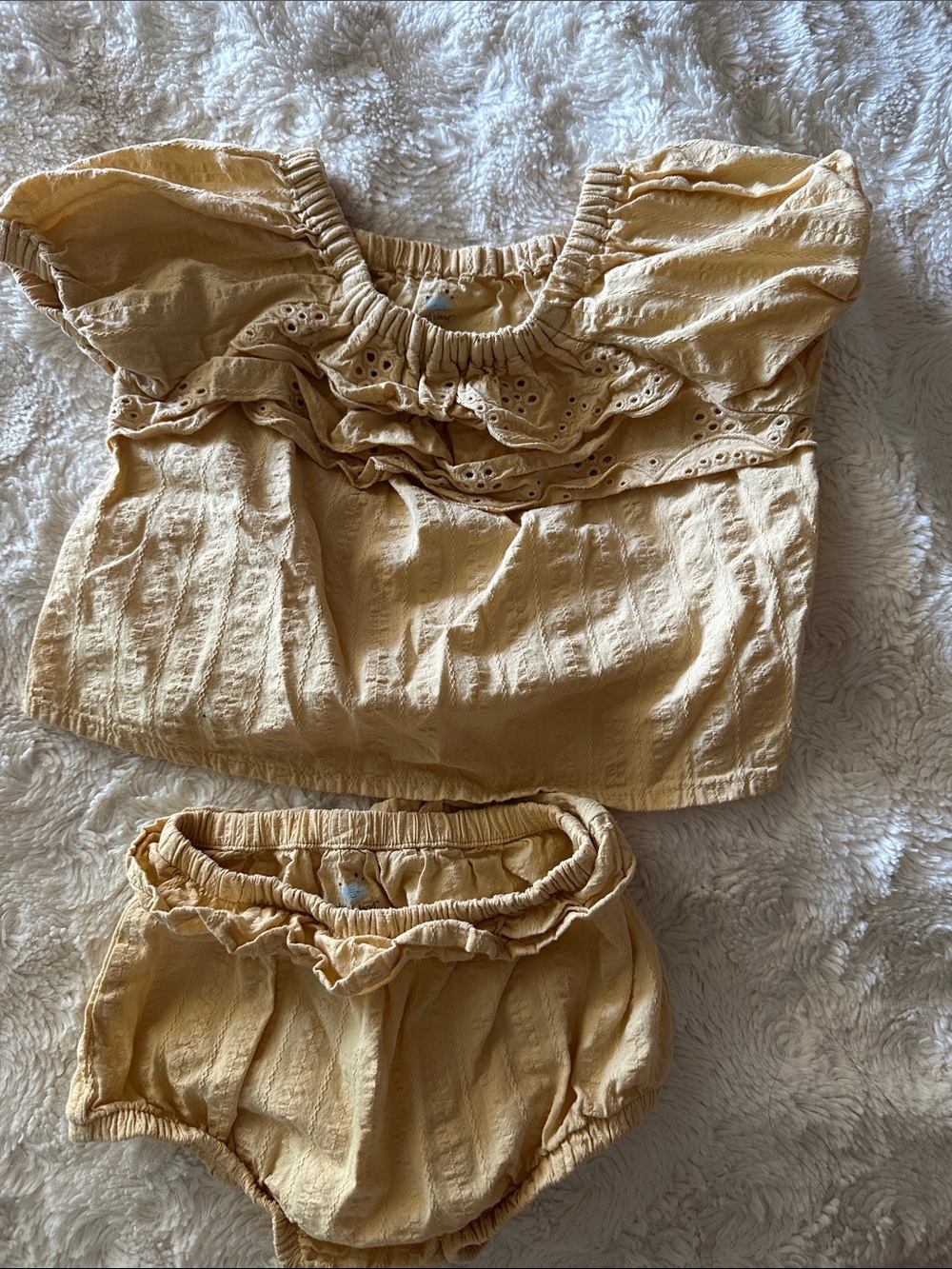 cloud island Yellow Ruffle Two-Piece Top and Bloomers